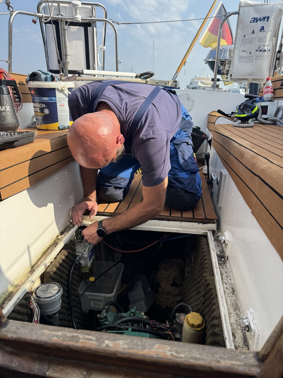 Motorraum einer Segelyacht